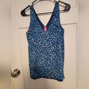 Blue Leopard Print Women's Tank Top